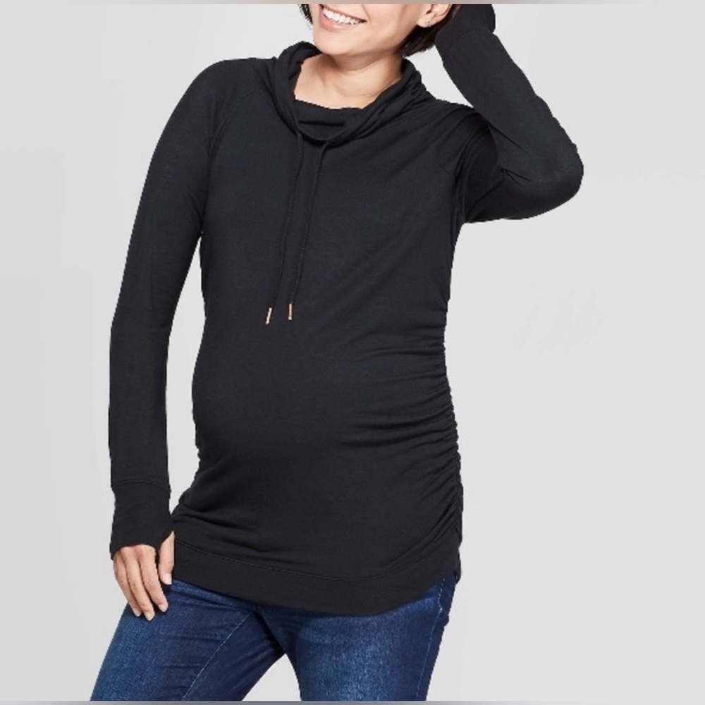 Isabel Maternity by Ingrid & Isabel Black Pullover Hoodie Cotton Stretch Bump